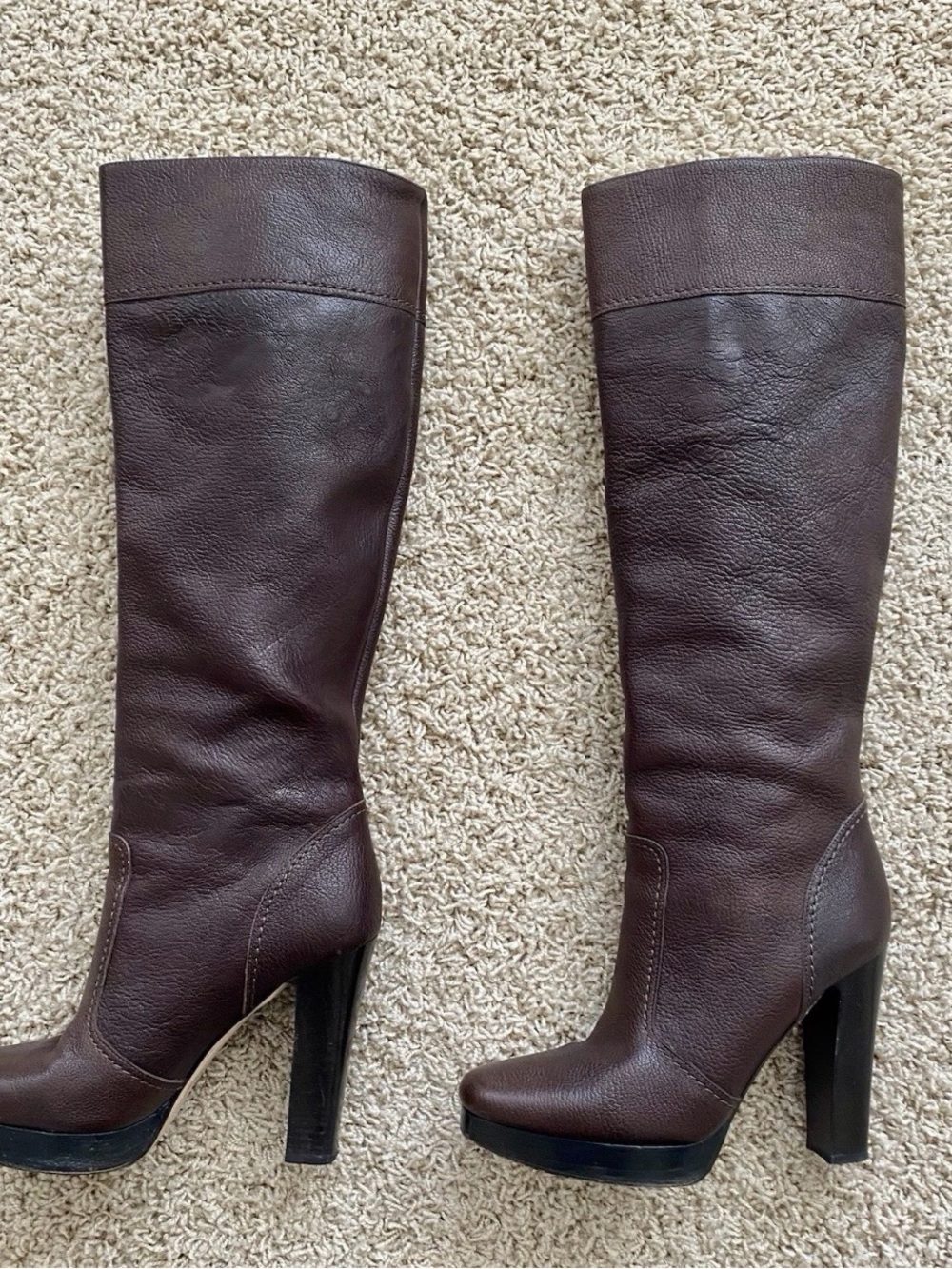 Michael Kors Brown Leather Knee-High Heeled Boots